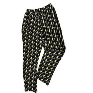 FRNCH Geometric Abstract Print Pants Womens S Multicolor Excellent Elastic Waist